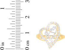 Load image into Gallery viewer, 10k Yellow Gold 17.3mm Curved Heart CZ Two-Tone I Love You Ring, Sizes 4-10
