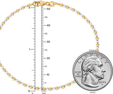 Load image into Gallery viewer, Italian 14k Two-Tone Gold 2.1mm Alternating Bead Link Bracelet, 7 Inch
