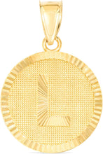 Load image into Gallery viewer, 10k Yellow Gold 0.63&quot; Personalized Medallion Alphabet Letter A - Z Initial Charm Pendant with optional Extendable Chain Necklace
