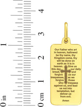 Load image into Gallery viewer, Italian 14k Yellow Gold 26mm Our Father Prayer Religious Charm Pendant with Optional Chain Necklace, 20 Inch
