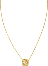 Load image into Gallery viewer, Italian .046cttw Diamond 14k Yellow Gold 10.6mm Beaded Barrel Charm Pendant Adjustable Chain Necklace, 16.75 Inch-18"
