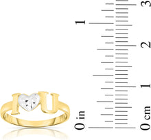 Load image into Gallery viewer, 10k Yellow Gold Two-Tone I Love You Heart Women&#39;s Ring
