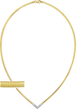 Load image into Gallery viewer, Italian .09cttw Diamond 14k Two-Tone Gold 2.3mm Omega Chevron Necklace, 18 Inch
