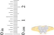 Load image into Gallery viewer, 10k Yellow Gold 6mm Filigree Pave CZ White Gold Butterfly Double Shank Ring, Sizes 4 - 9.5
