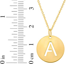 Load image into Gallery viewer, 14k Yellow Gold 0.6&quot; Disc Alphabet Letter A - Z Initial Charm Pendant with Extendable Adjustable Chain Necklace
