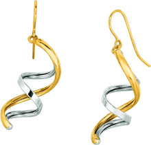 Load image into Gallery viewer, 14k Two-Tone Gold 25mm Swirl Drop Earrings
