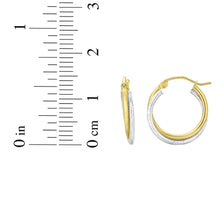 Load image into Gallery viewer, 14k Yellow Gold and White Gold 15mm Double Row Polished Hoop Earrings
