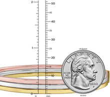 Load image into Gallery viewer, 14k Tri-Color Gold 7.3mm Triple Layered Bangle Bracelet, 7 Inch
