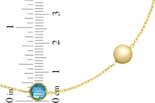 Load image into Gallery viewer, 14k Yellow Gold 6.4mm Natural Gemstone Pebble Charm Adjustable Chain Necklace, 17 Inch-18" (Blue Topaz, Amethyst, Peridot, Garnet or Citrine)
