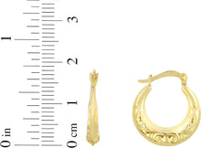 Load image into Gallery viewer, 10k Yellow Gold 18.4mm High Polish Filigree Intricate Design Hoop Earrings
