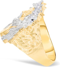 Load image into Gallery viewer, 10k Yellow Gold 22mm Jesus Face Two-Tone CZ Crown Men&#39;s Ring, Sizes 5 - 13
