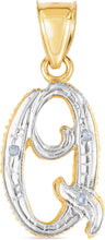 Load image into Gallery viewer, 10k Yellow Gold and White Gold Two-Tone 21.5mm Cursive Personalized Alphabet A-Z Initial Pendant with Optional 1.1mm Solid Cable Chain, 18 Inch
