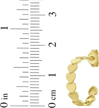 Load image into Gallery viewer, 14k Yellow Gold 16.8mm x 3.7mm Heart Row C-Hoop Earrings
