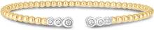 Load image into Gallery viewer, Italian 14k Two-Tone Gold .17cttw Diamond 3mm Beaded Open Cuff Bangle Bracelet
