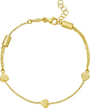 Load image into Gallery viewer, 14k Yellow Gold 4mm Heart Charm Link Bracelet and Anklet, Adjustable 6" - 8.5 Inch

