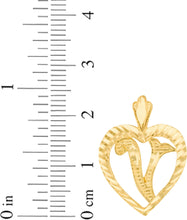 Load image into Gallery viewer, 10k Yellow Gold 0.7&quot; Personalized Alphabet Letter A - Z Initial Heart Pendant with optional Extendable Cable Chain Necklace
