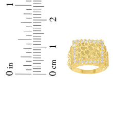 Load image into Gallery viewer, 10k Yellow Gold 16.5mm Solid Square CZ Border Nugget Ring
