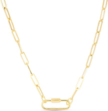 Load image into Gallery viewer, 14k Yellow Gold  Carabiner for Charms and Pendants 3.4mm Paperclip Chain Necklace, 18 Inch
