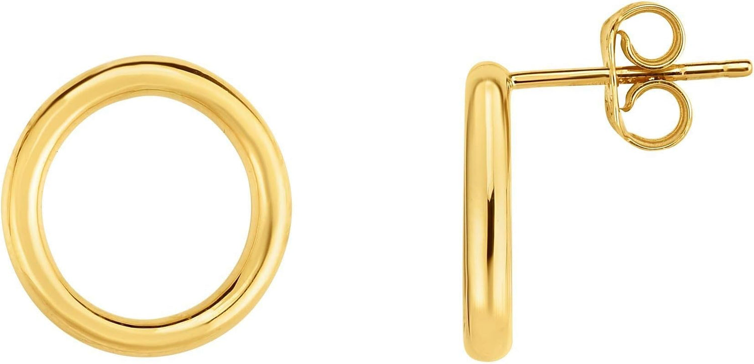 14k Yellow Gold 13mm Open Circle Stud Earrings