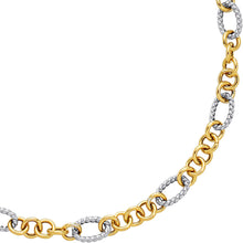 Load image into Gallery viewer, 14k Two-Tone Gold 4.5mm Ribbed Oval &amp; Polished Rings Link Bracelet, 7.25 Inch
