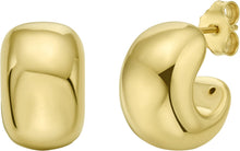 Load image into Gallery viewer, 14k Yellow Gold 16mm Puffed C Huggie Hoop Earrings
