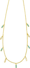 Load image into Gallery viewer, 14k Yellow Gold Cable Chain Gemstone Inlay Station Necklace, 18 Inch with 2" Extender

