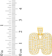 Load image into Gallery viewer, 10k Yellow Gold 0.7&quot; Pave CZ Personalized Bubble Alphabet Letter A - Z Initial Charm Pendant with optional Chain Necklace
