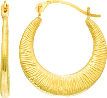 Load image into Gallery viewer, 14k Yellow Gold 11mm Textured Back to Back Hoop Earrings
