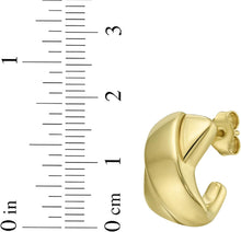 Load image into Gallery viewer, 14k Yellow Gold 18mm x 12.3mm Puffed Crossed Overlap C-Hoop Earrings
