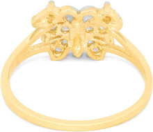 Load image into Gallery viewer, 10k Yellow Gold 8mm Pave CZ White Gold Butterfly Double Shank Ring, Sizes 4 - 10
