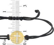 Load image into Gallery viewer, 14k Yellow Gold 10.5mm Disc Cross &amp; Cord Adjustable Friendship Charm Bracelet, 9.25 Inch
