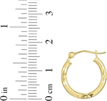Load image into Gallery viewer, 14k Yellow Gold 2mm Diamond Cut &amp; Polished Tube Hoop Earrings

