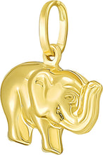 Load image into Gallery viewer, Italian 14k Yellow Gold 11mm Elephant Charm Pendant with Optional Necklace, 16-17-18 Inch
