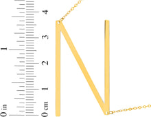 Load image into Gallery viewer, 14k Yellow Gold 1.5&quot; Extra Large Angled Alphabet Letter A - Z Initial Charm Pendant with Chain Necklace
