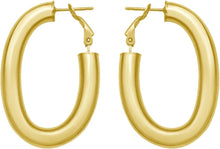 Load image into Gallery viewer, 14k Yellow Gold 41mm Oval Omega Hoop Earrings
