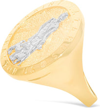 Load image into Gallery viewer, 10k Yellow Gold 24mm St. Lazarus Pray For Us Catholic Saint Religious Medallion Men&#39;s Ring, Sizes 5-13

