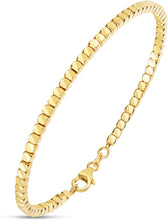 Load image into Gallery viewer, Italian 14k Yellow Gold 2.4mm Cube Brick Bangle Bracelet, 6.75 Inch
