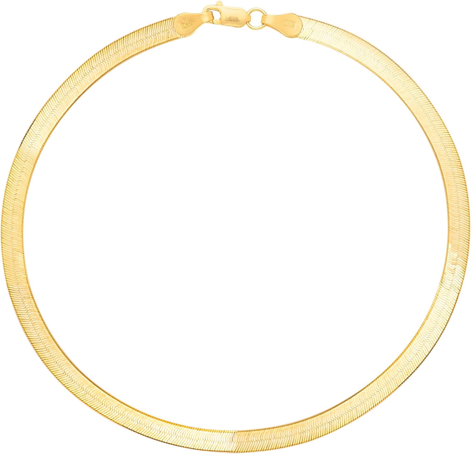 10k Yellow Gold 6mm Super Flexible Silky Herringbone Chain Bracelet