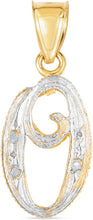 Load image into Gallery viewer, 10k Yellow Gold and White Gold Two-Tone 21.5mm Cursive Personalized Alphabet A-Z Initial Pendant with Optional 1.1mm Solid Cable Chain, 18 Inch
