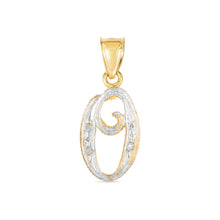 Load image into Gallery viewer, 10k Yellow Gold and White Gold Two-Tone 21.5mm Cursive Personalized Alphabet A-Z Initial Pendant with Optional 1.1mm Solid Cable Chain, 18 Inch
