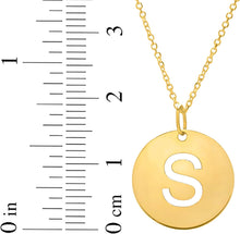 Load image into Gallery viewer, 14k Yellow Gold 0.6&quot; Disc Alphabet Letter A - Z Initial Charm Pendant with Extendable Adjustable Chain Necklace
