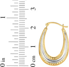 Load image into Gallery viewer, 10k Yellow Gold 23mm Medium Graduated Oval Two-Tone Hoop Earrings

