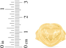 Load image into Gallery viewer, 10k Yellow Gold 16mm Domed Heart with Leaf Design Ring, Sizes 4 - 12
