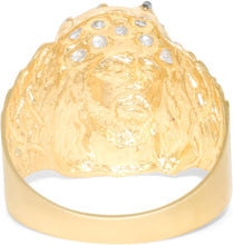 Load image into Gallery viewer, 10k Yellow Gold 19.5mm Jesus Face Two-Tone CZ Openwork Men&#39;s Ring, Sizes 5-13
