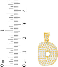 Load image into Gallery viewer, 10k Yellow Gold 0.7&quot; Pave CZ Personalized Bubble Alphabet Letter A - Z Initial Charm Pendant with optional Chain Necklace

