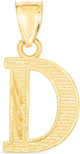 Load image into Gallery viewer, 10k Yellow Gold 0.45&quot; Personalized Lighting Alphabet Letter A - Z Initial Charm Pendant with optional Extendable Chain Necklace
