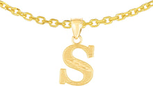 Load image into Gallery viewer, 10k Yellow Gold 0.45&quot; Personalized Lighting Alphabet Letter A - Z Initial Charm Pendant with optional Extendable Chain Necklace
