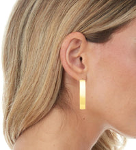 Load image into Gallery viewer, 14k Yellow Gold Small High Polish Square Wedding Band Hoop Earrings - view 6
