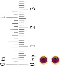 Load image into Gallery viewer, 14k Yellow Gold 5mm Round Birthstone Stud Earrings (Garnet, Amethyst, Aquamarine, White Topaz, Emerald, Moonstone, Ruby, Peridot, Blue Sapphire, Pink Sapphire, Citrine, Sky Blue Topaz)
