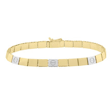 Load image into Gallery viewer, 14k Two-Tone Gold 4.8mm Brick Nail Head Lock Hardware Link Bracelet, 7 Inch
